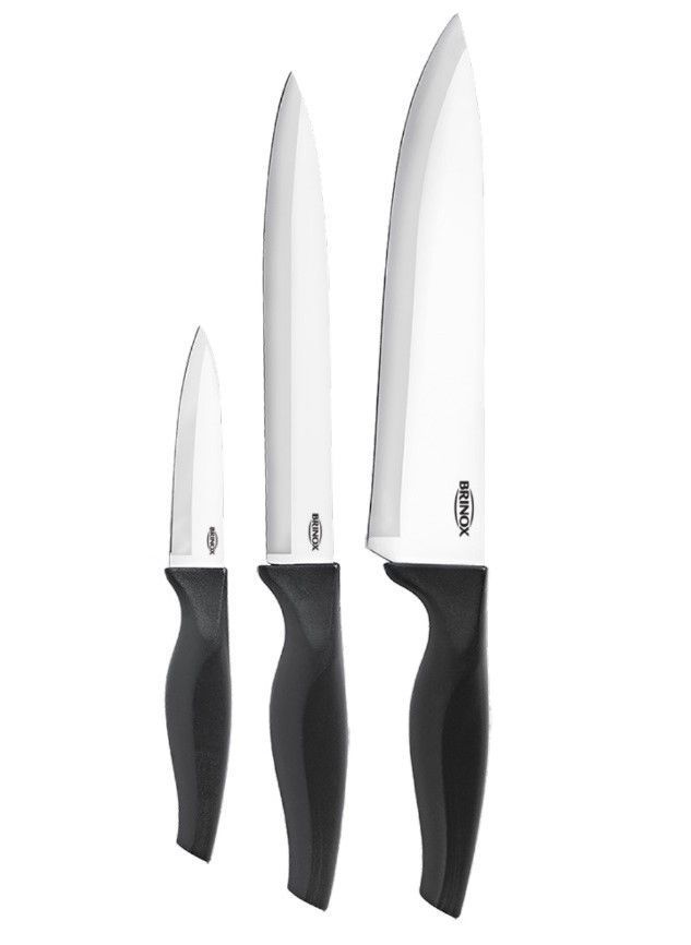 Set De 3 Cuchillos En Acero Inoxidable Negro Brinox Cross-0