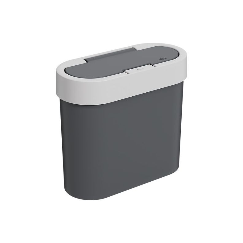 Basurero Con Boton Línea Flat Coza Gris 2.80 L-0