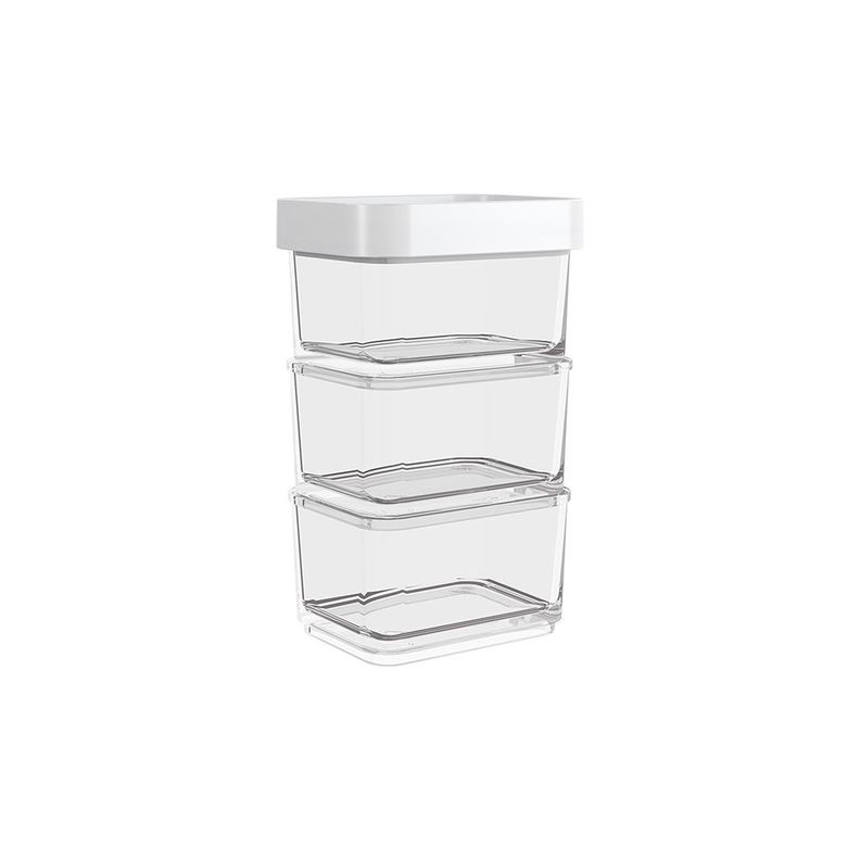 Pote De Plástico Micro Trio Línea Clear Coza 300 ml Blanco-0