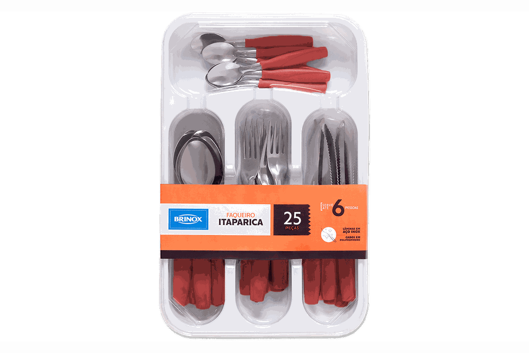 Juego de Cubiertos Con Mango 25 Piezas Brinox Itaparica Rojo-0