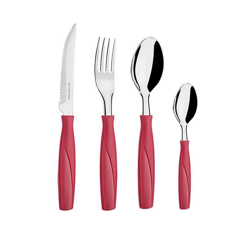 Juego de Cubiertos Con Mango 25 Piezas Brinox Itaparica Rojo-1
