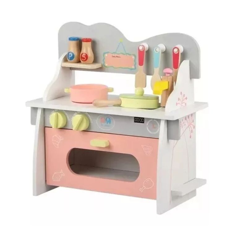 Cocina Juguetes Cocinilla De Madera Didáctica Para Niños-0
