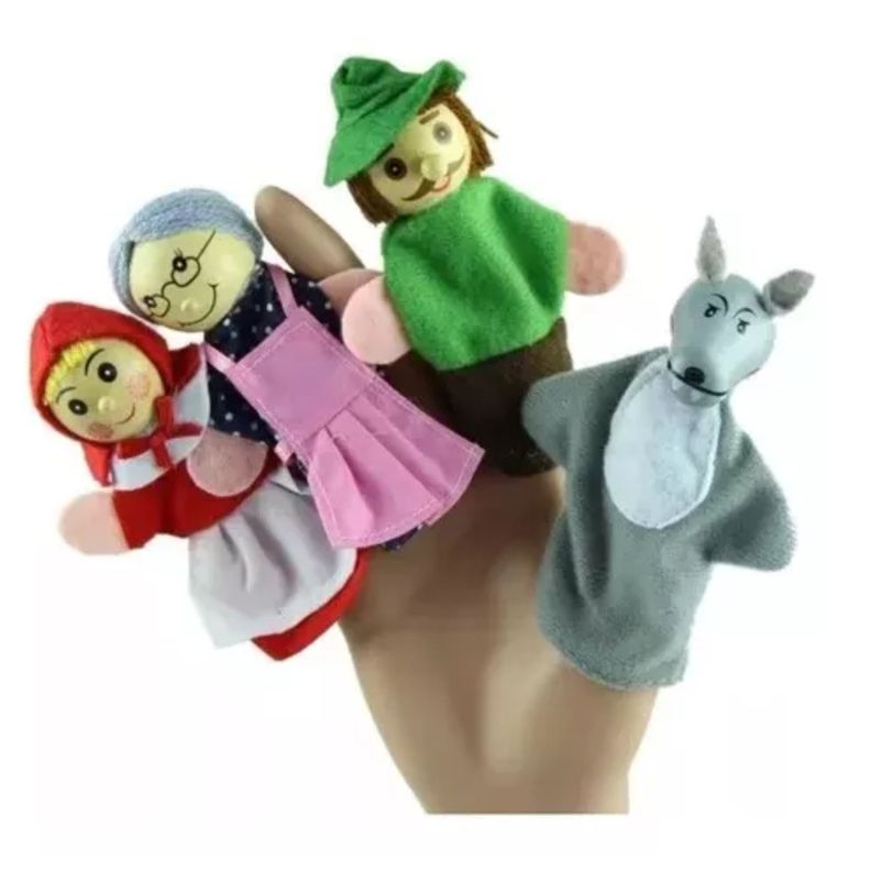 Títeres Infantiles Para Cuentos Juguete Didáctico De Dedo tres cerditos y caperucita -1