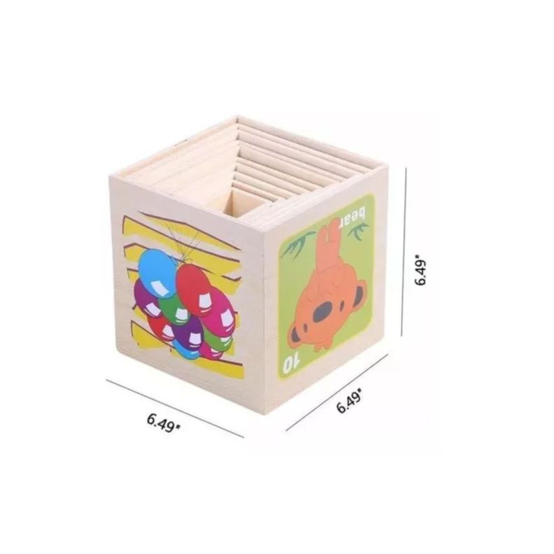 Torre Cubos Encaje Madera Juguete Educativo Para Niños-2
