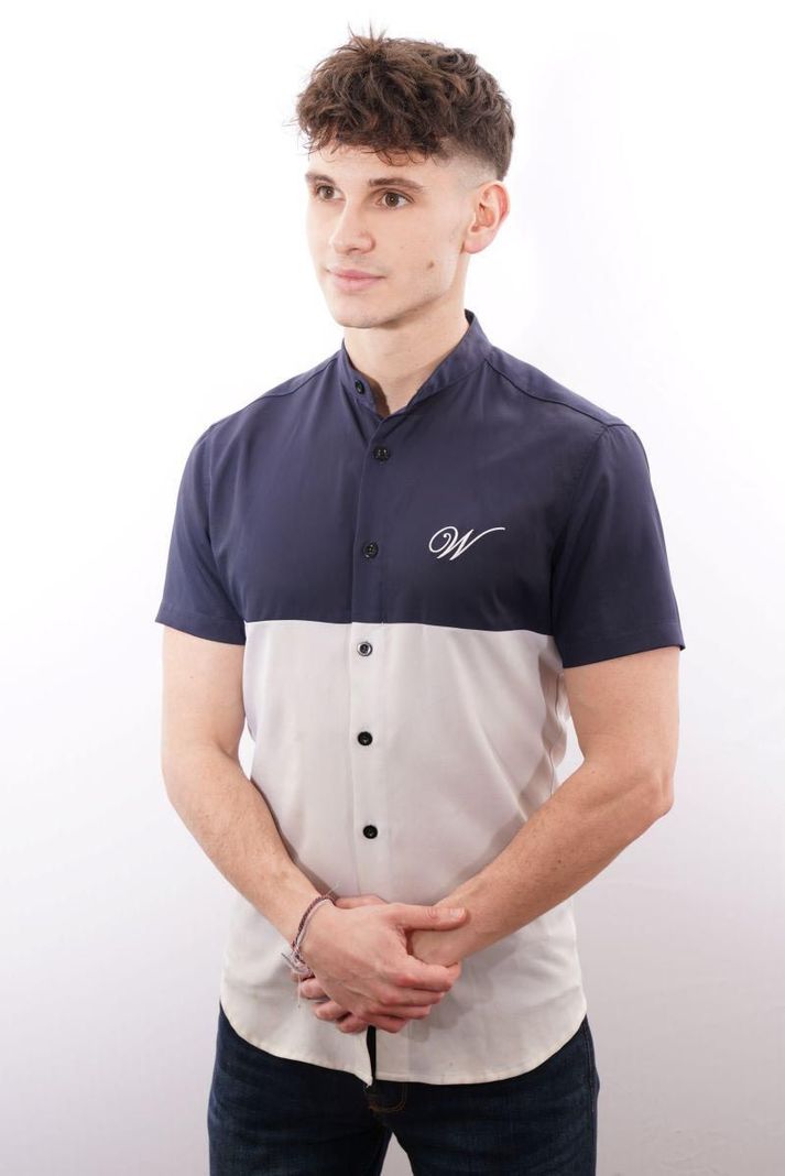 camisa Bi color manga corta fit-1