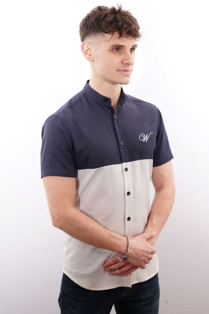 camisa Bi color manga corta fit-2