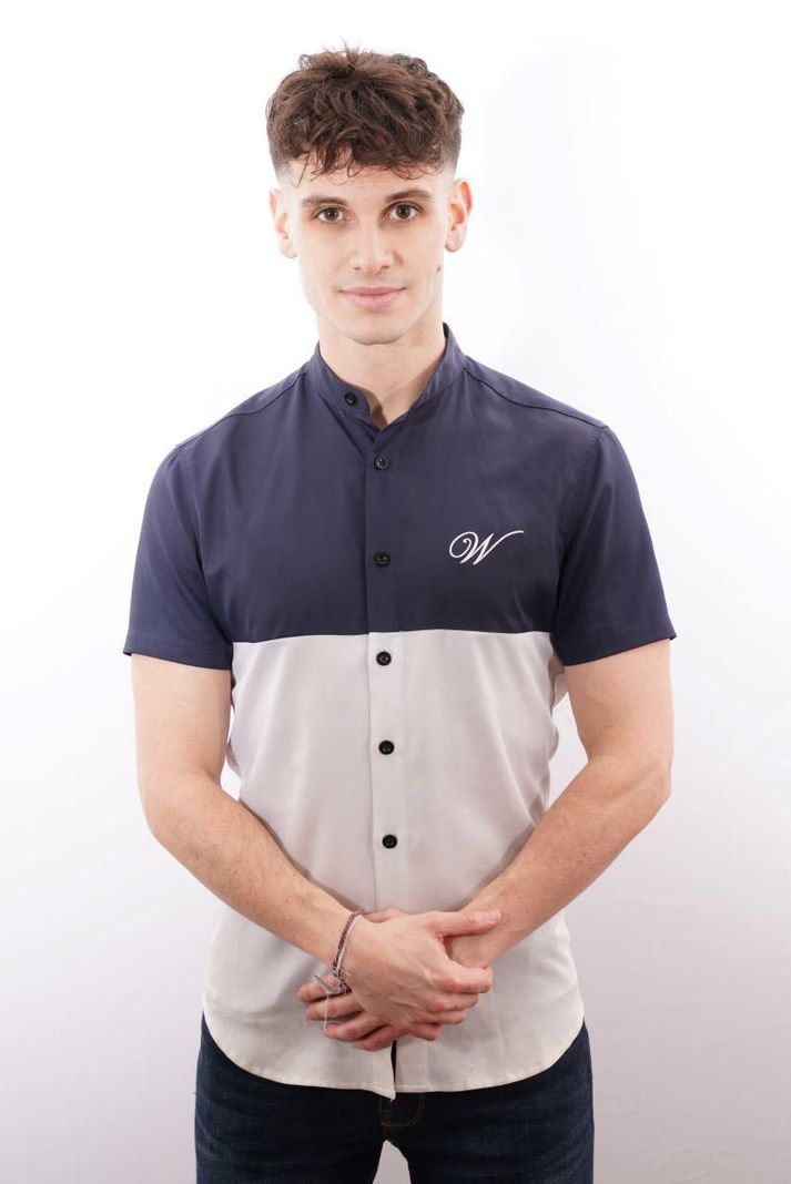 camisa Bi color manga corta fit-0