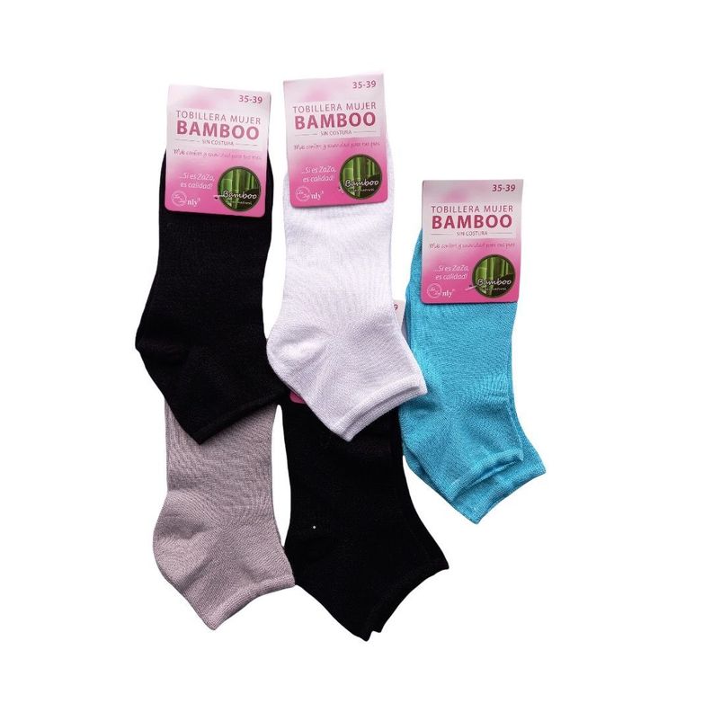 Calcetines Tobilleras Bambu Mujer Pack de 5 pares-0