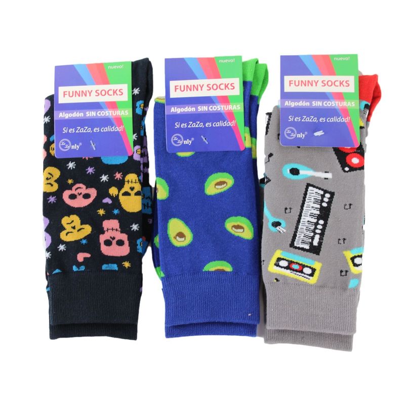 Calcetines Mujer Largo Algodón diseño Mujer pack de 3 pares -0