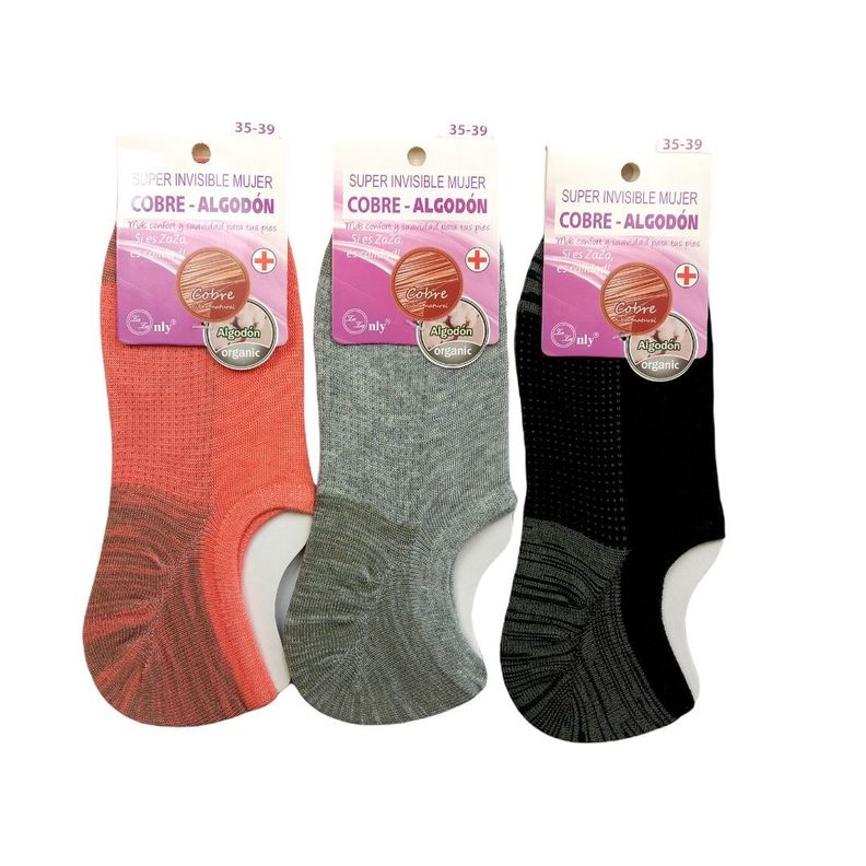 Calcetines Invisibles Mujer Pack de 3 pares -0