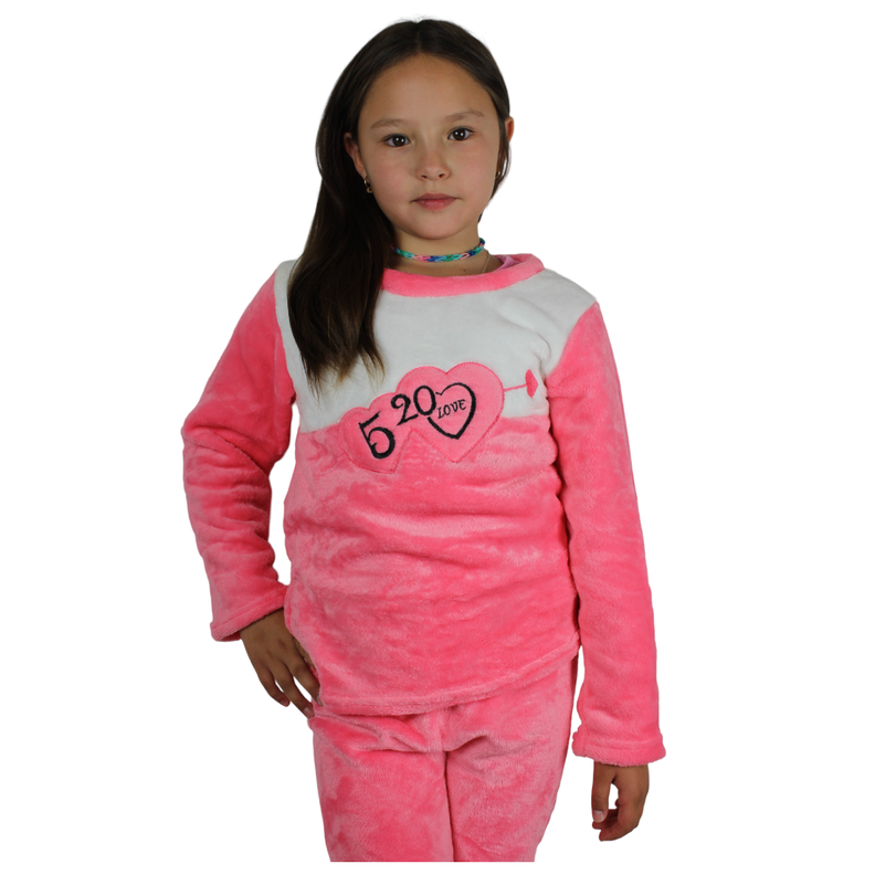 Pijama  Plush Niña Corazones-1