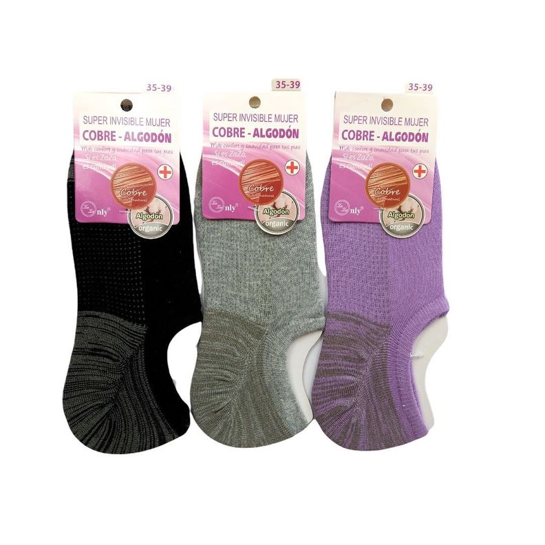 Calcetines Invisibles Mujer Pack de 3 pares -0