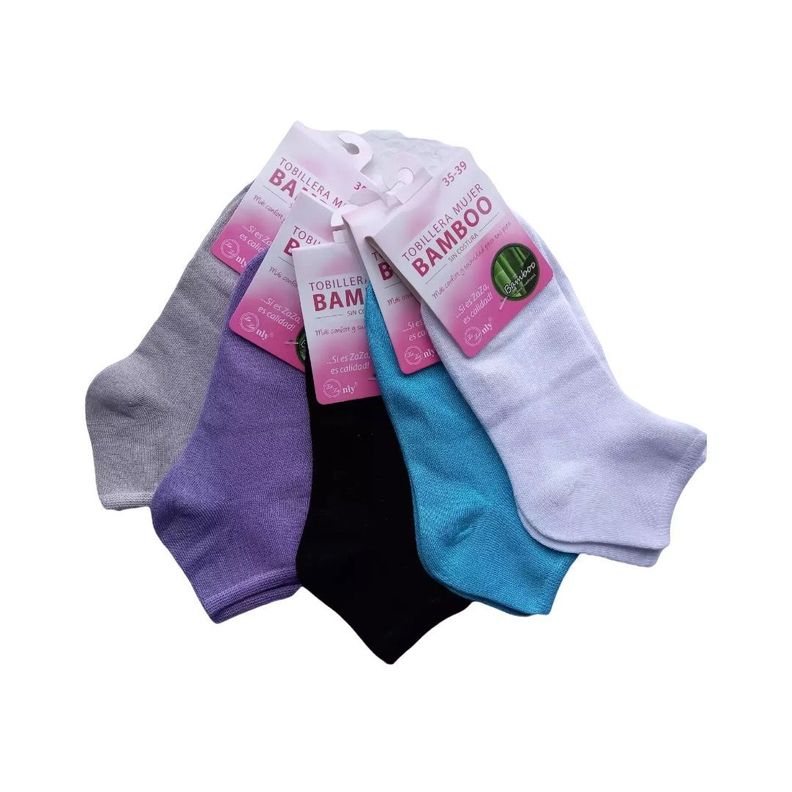 Calcetin Tobilleras Bambu Mujer pack de 5 pares -0