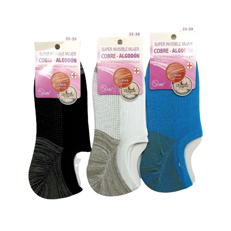 Calcetines Invisibles Mujer Pack de 3 pares -0