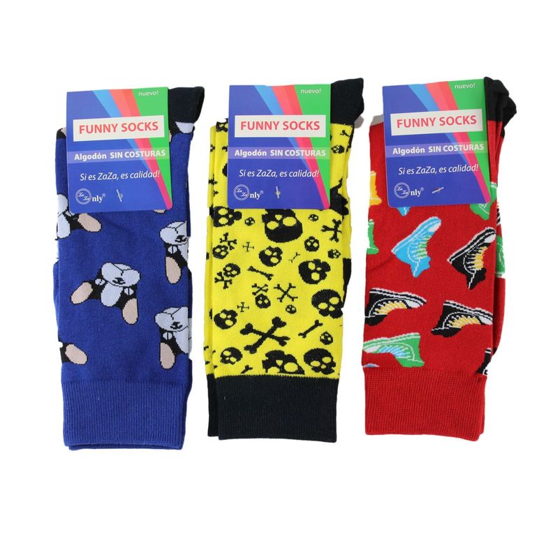 Calcetines Mujer Largo Algodón diseño Mujer pack de 3 pares -0