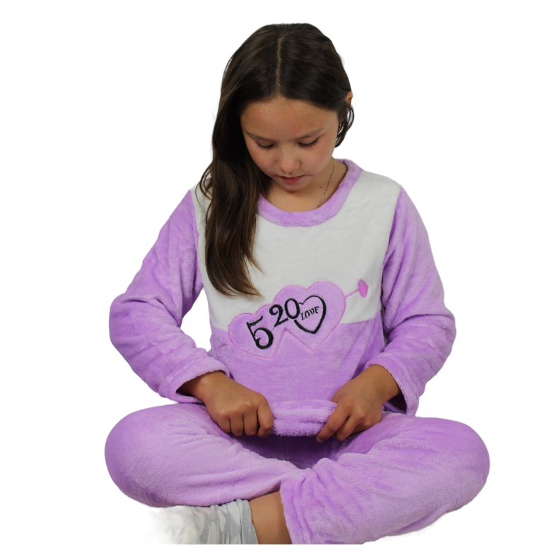 Pijama  Plush Niña Corazones-1