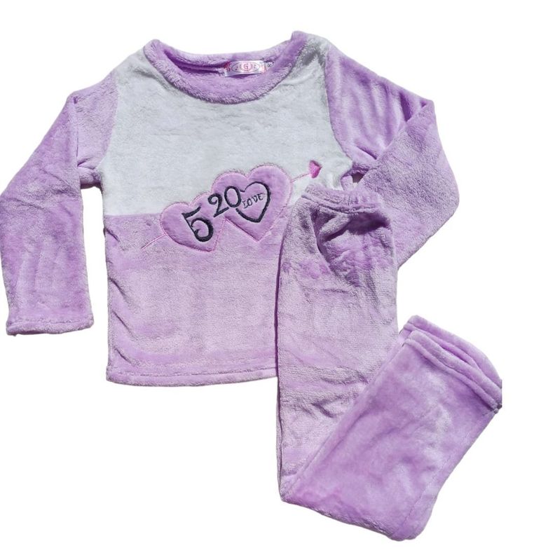 Pijama  Plush Niña Corazones-0