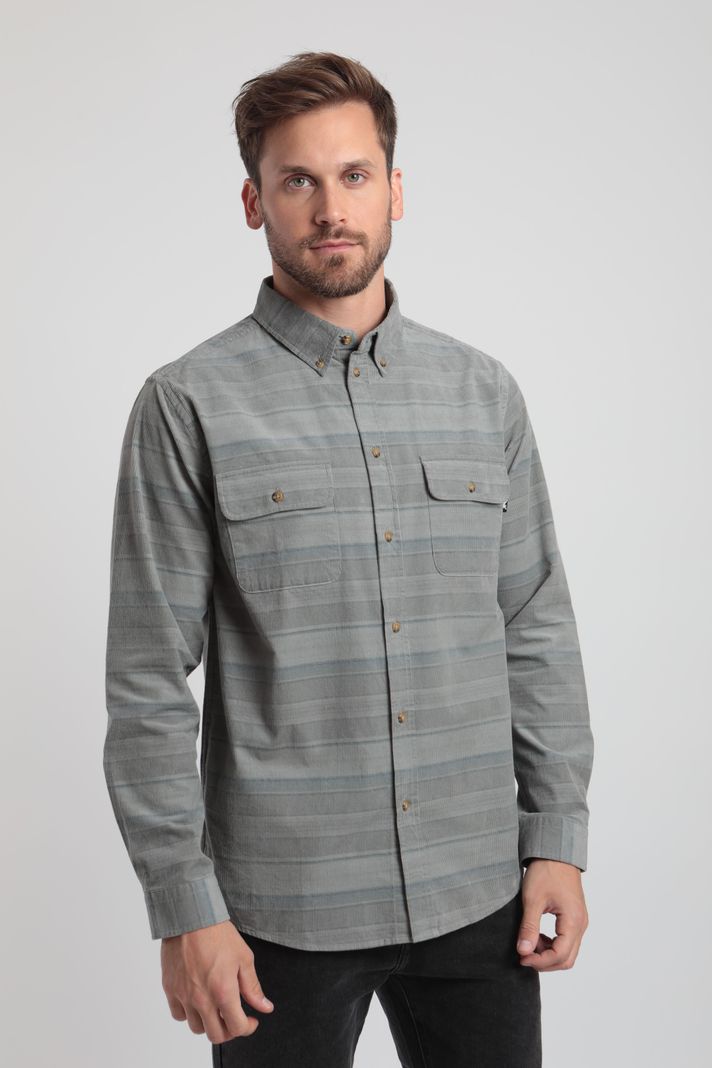 Camisa manga larga hombre Corduroy gris -0