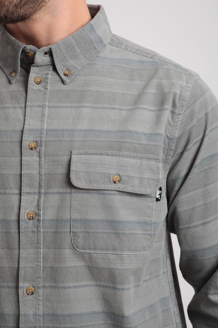 Camisa manga larga hombre Corduroy gris -1