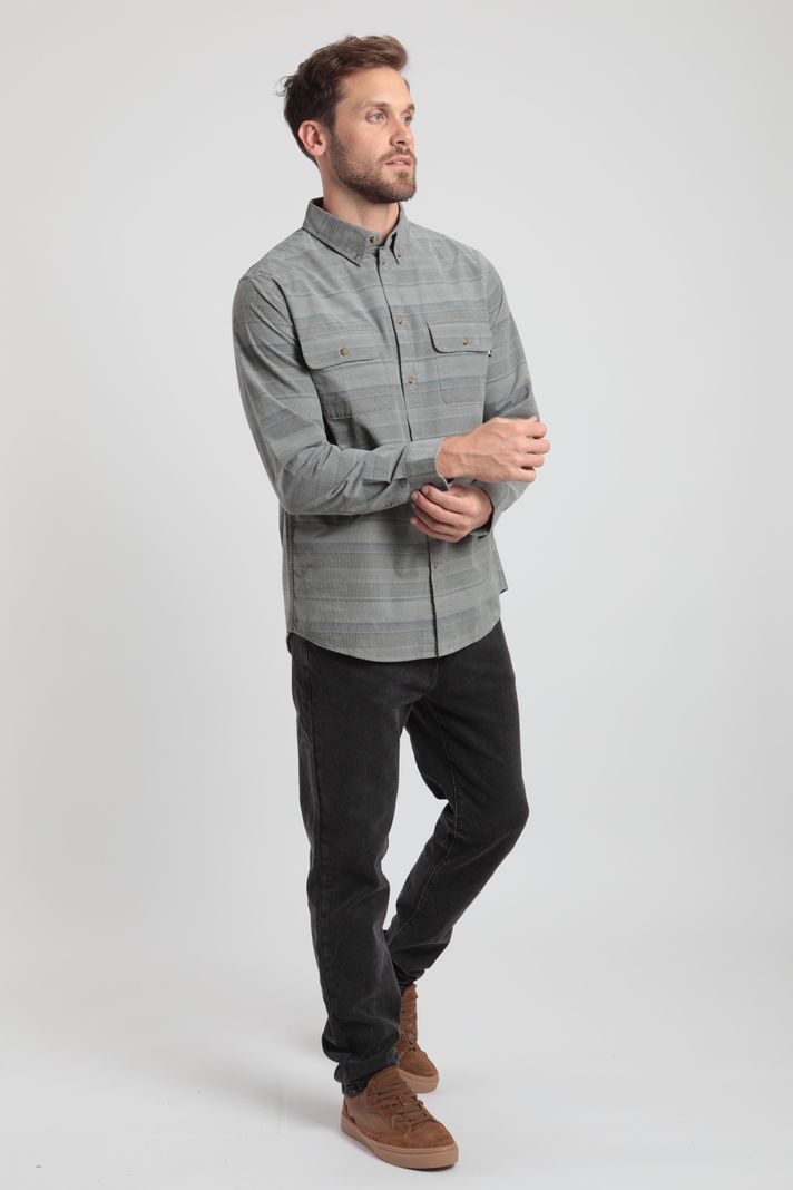 Camisa manga larga hombre Corduroy gris -3