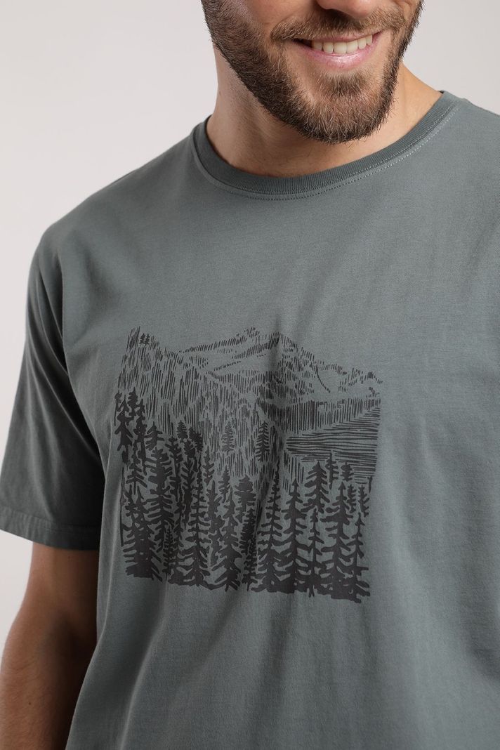 Polera manga corta hombre Bosque verde  -1
