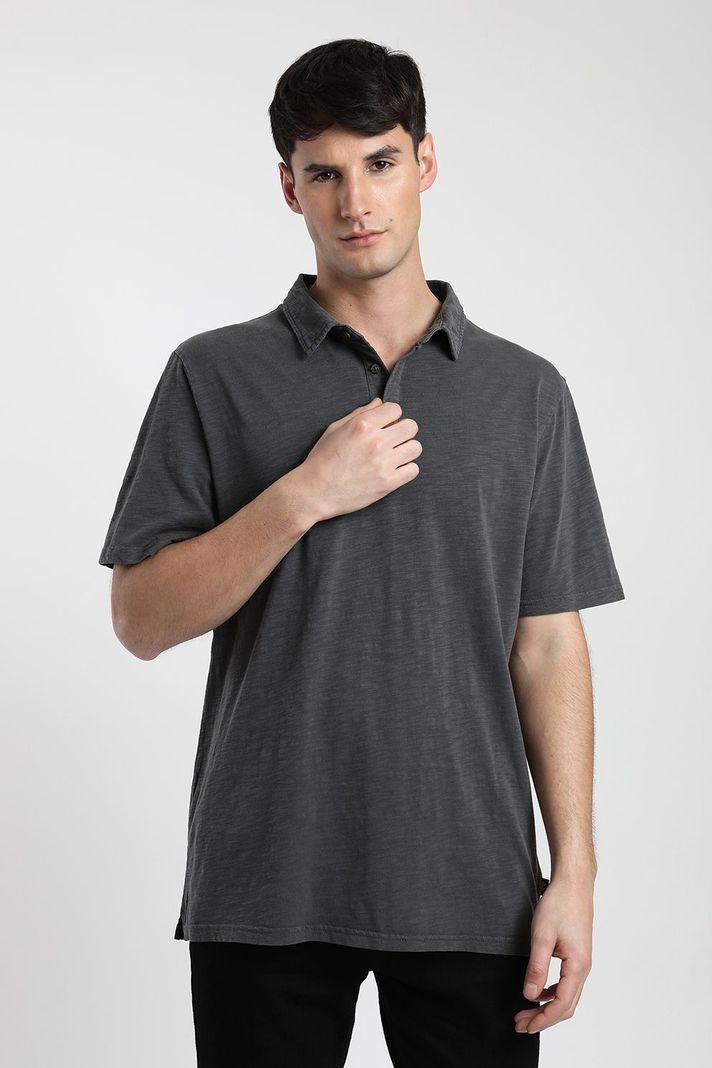 Polera manga corta hombre DT grafito  -0