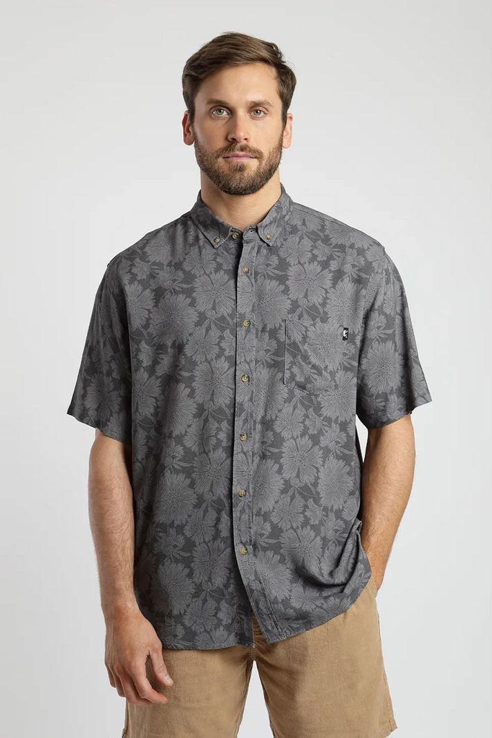 Camisa manga corta Flora grafito  -0