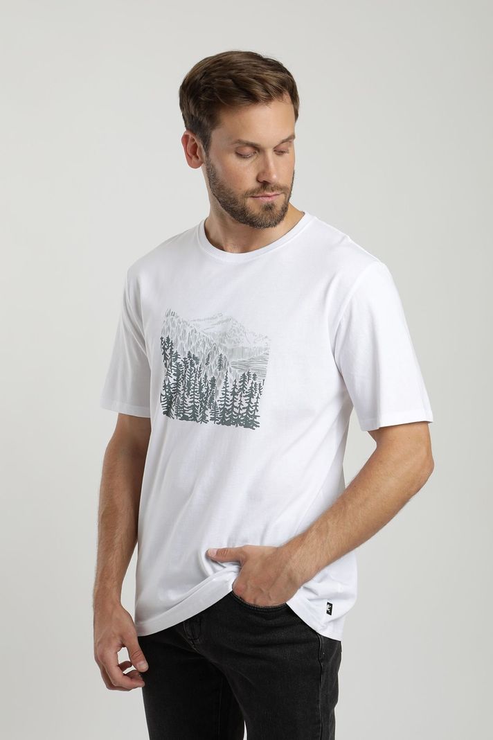 Polera manga corta hombre Bosque blanco  -0