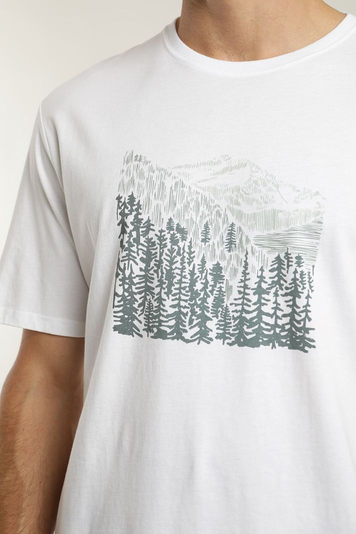 Polera manga corta hombre Bosque blanco  -2