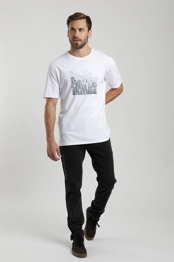 Polera manga corta hombre Bosque blanco  -3