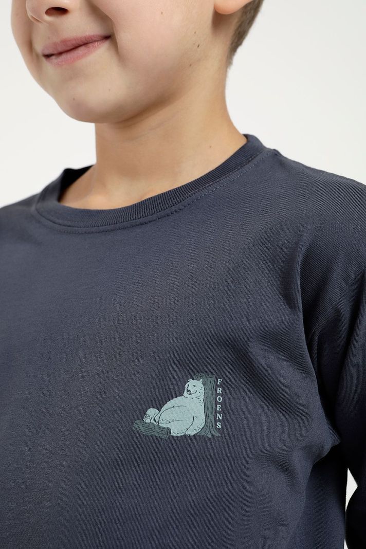 Polera manga larga kids Oso flojo azul -2