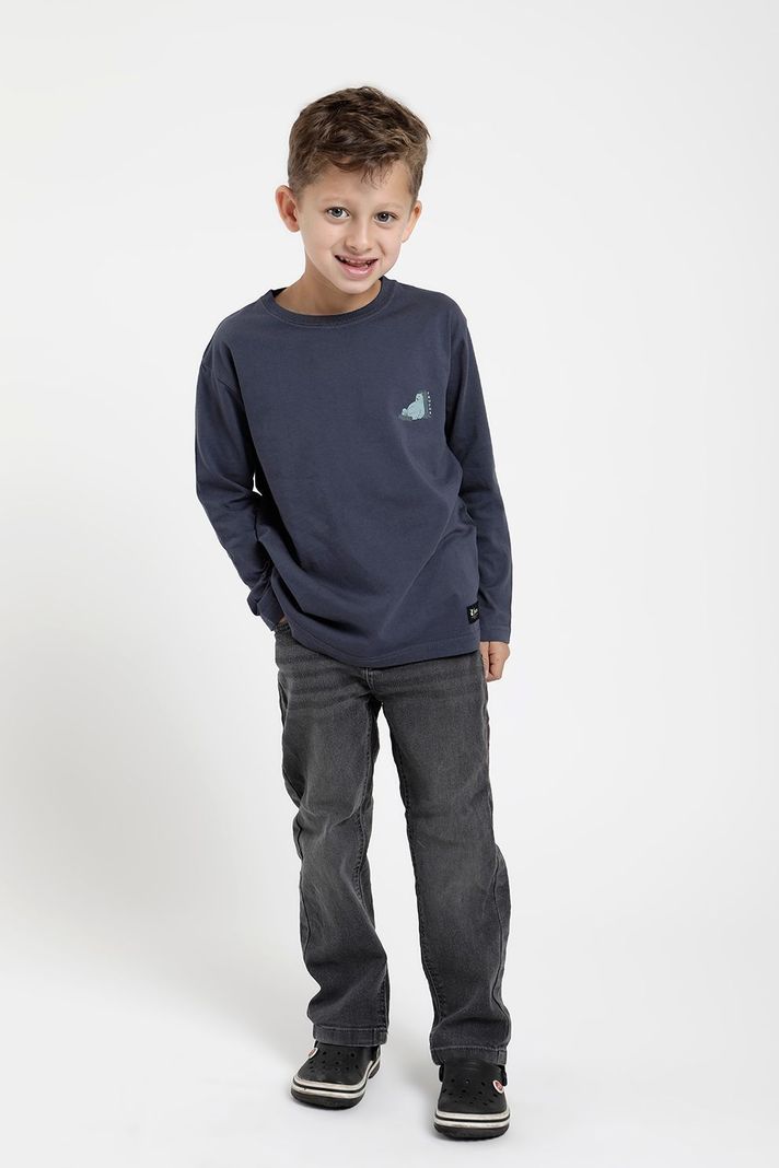 Polera manga larga kids Oso flojo azul -3