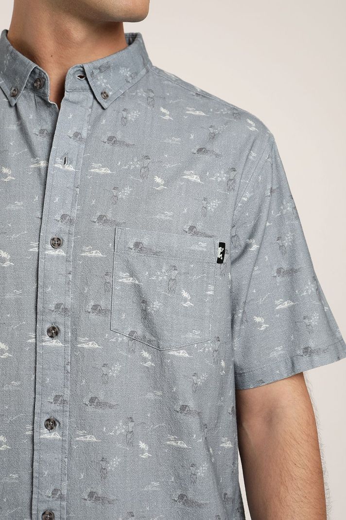 Camisa manga corta Viscosa Luau celeste -1
