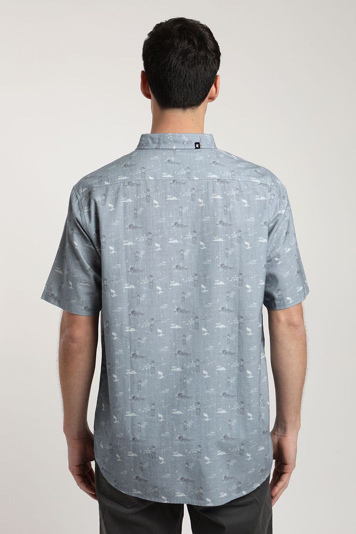 Camisa manga corta Viscosa Luau celeste -2