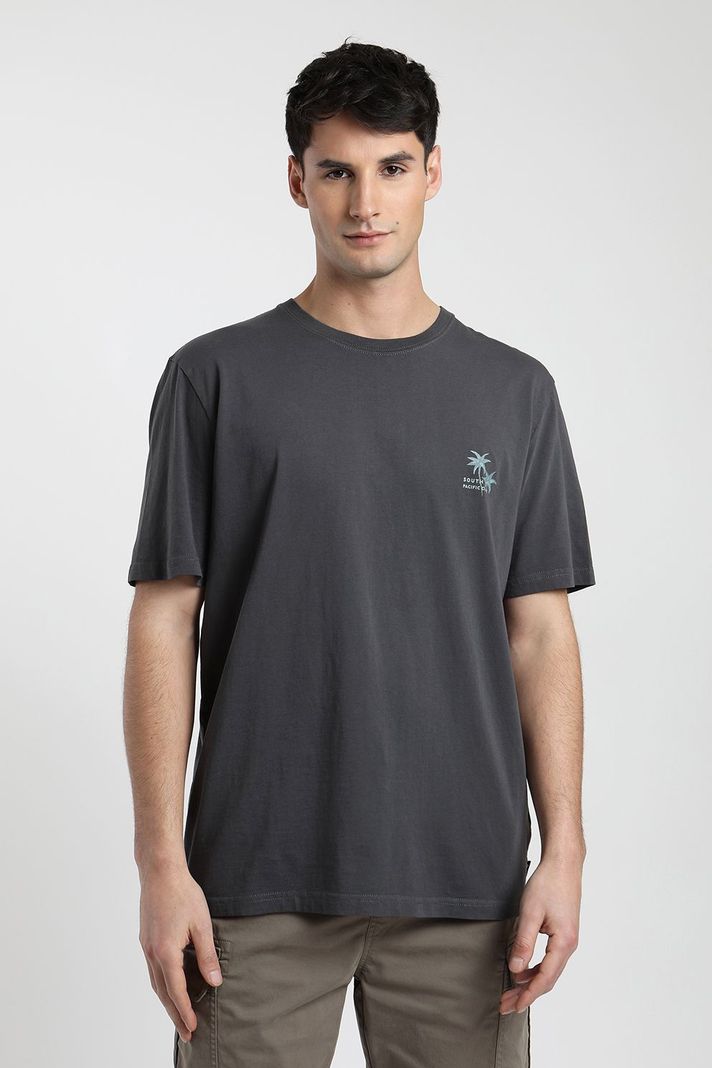 Polera manga corta hombre Paraíso grafito -0