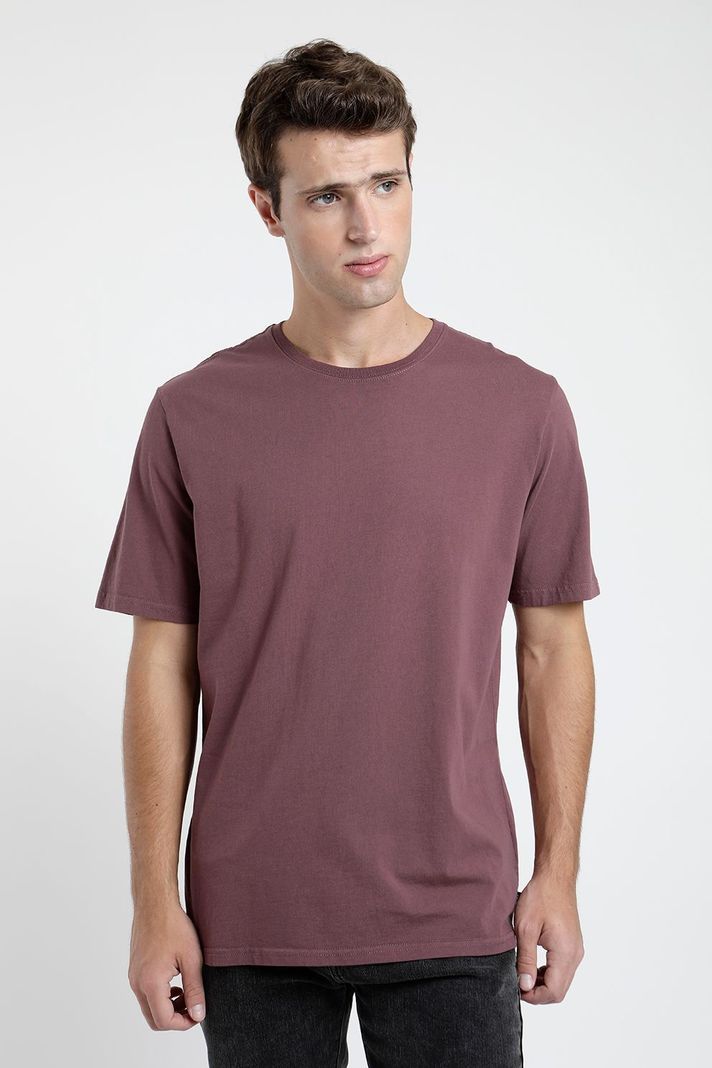Polera manga corta hombre Plain burdeo -0