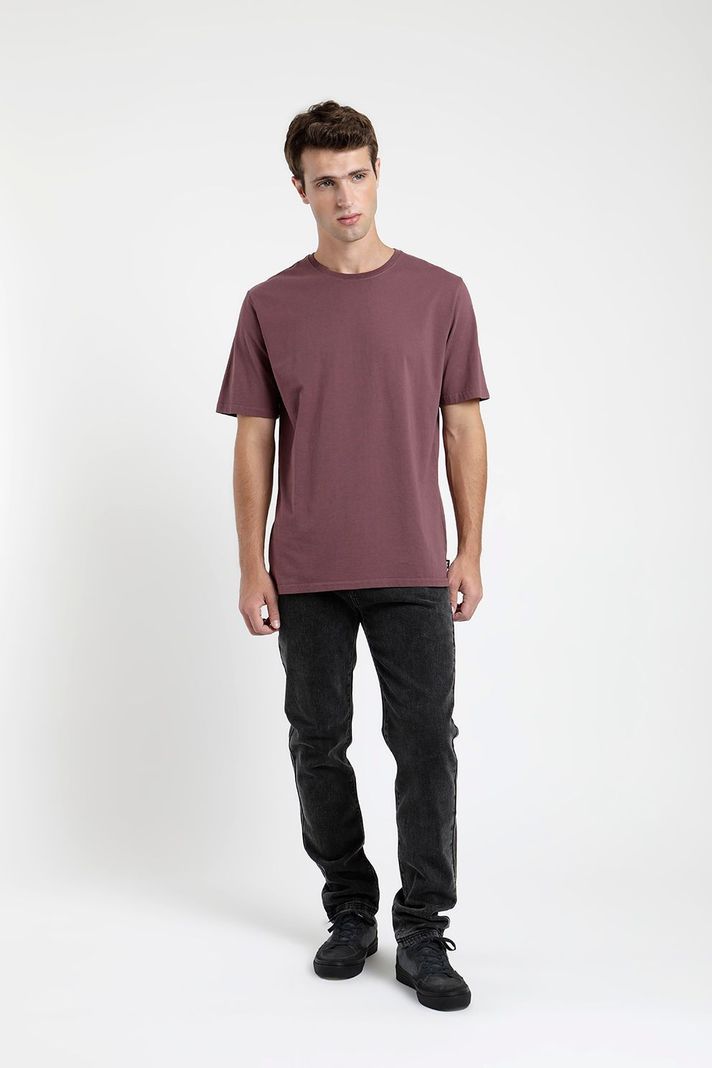 Polera manga corta hombre Plain burdeo -1