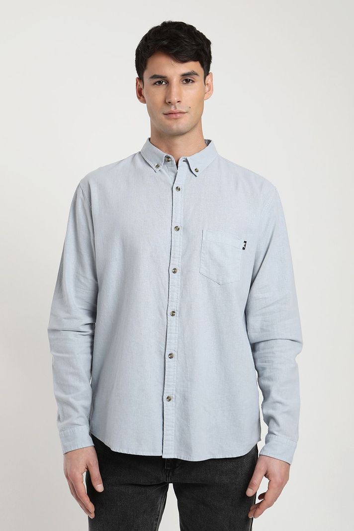 Camisa manga larga Basic celeste -0