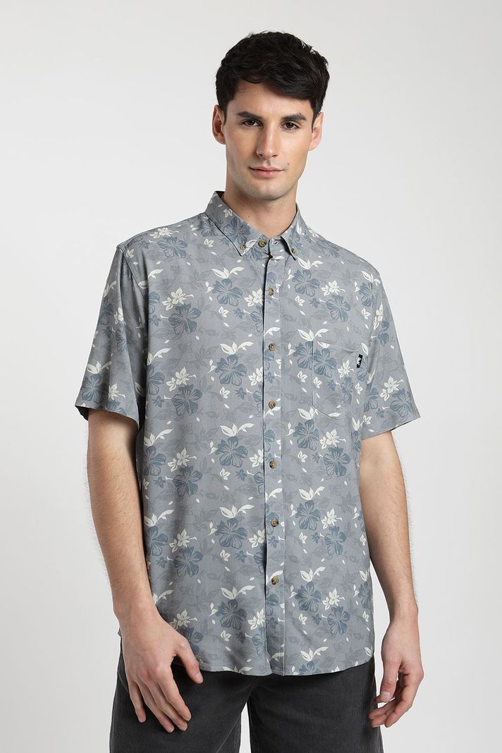 Camisa manga corta Texture Aloha celeste -0