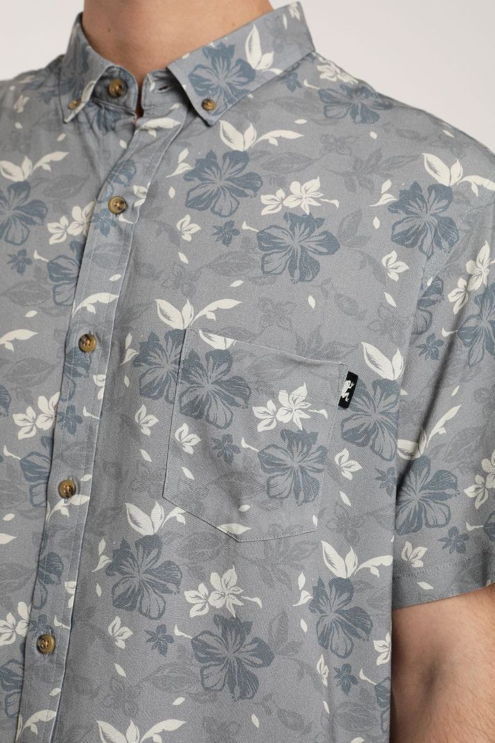 Camisa manga corta Texture Aloha celeste -1