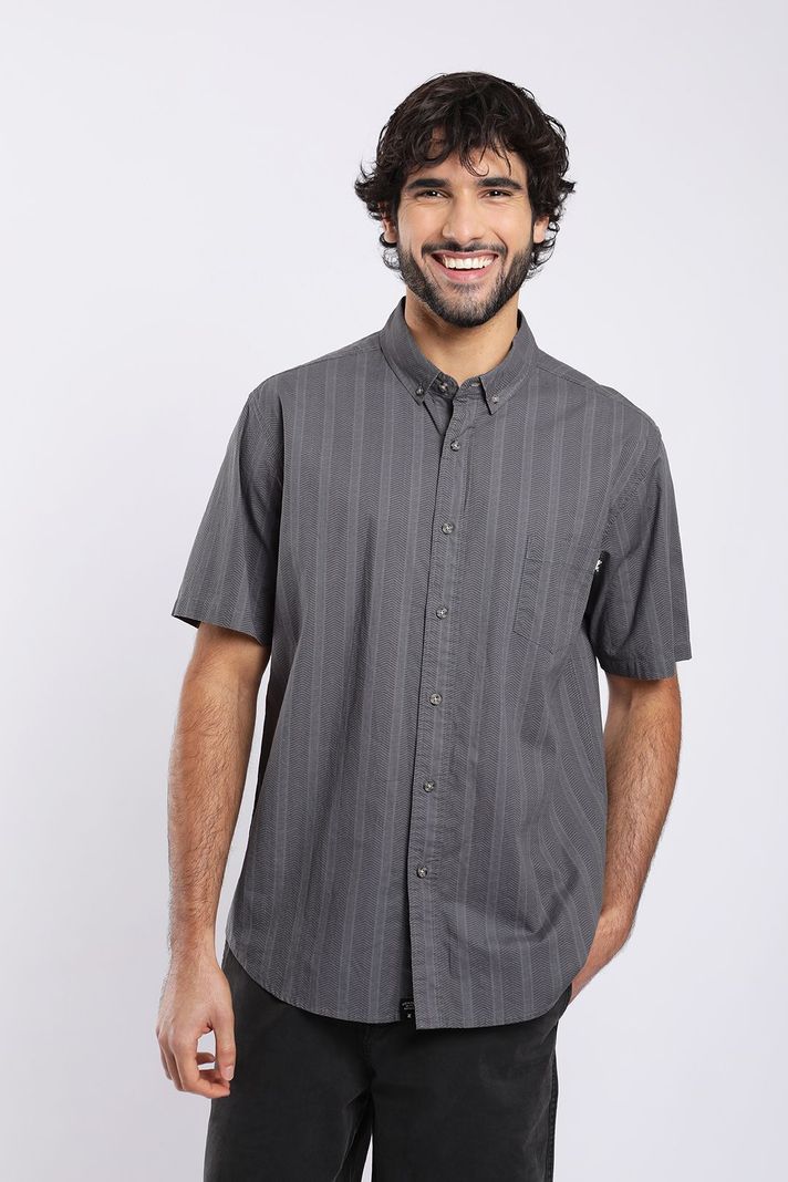 Camisa manga corta Texture hombre Military gris  -0