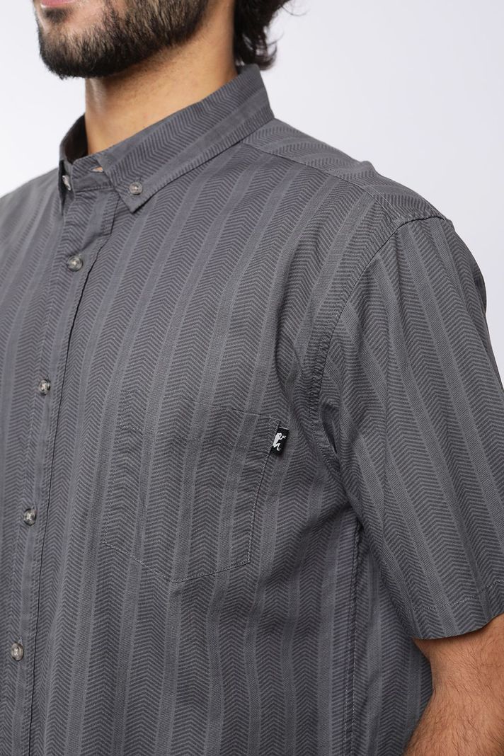 Camisa manga corta Texture hombre Military gris  -2