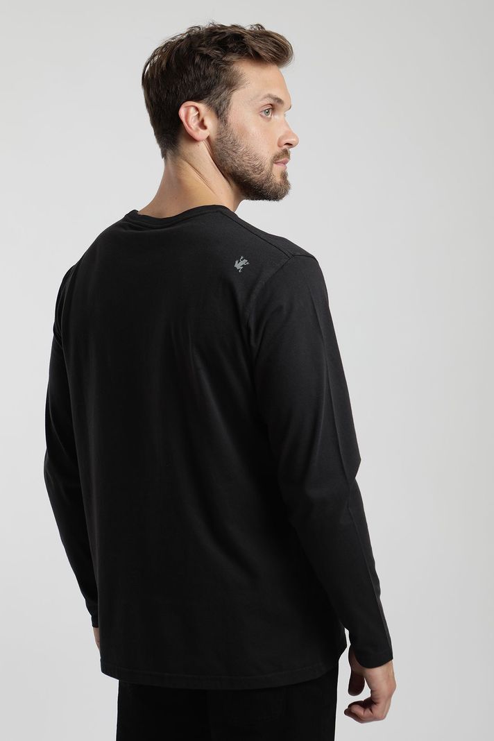 Polera manga larga hombre Foto negro  -1