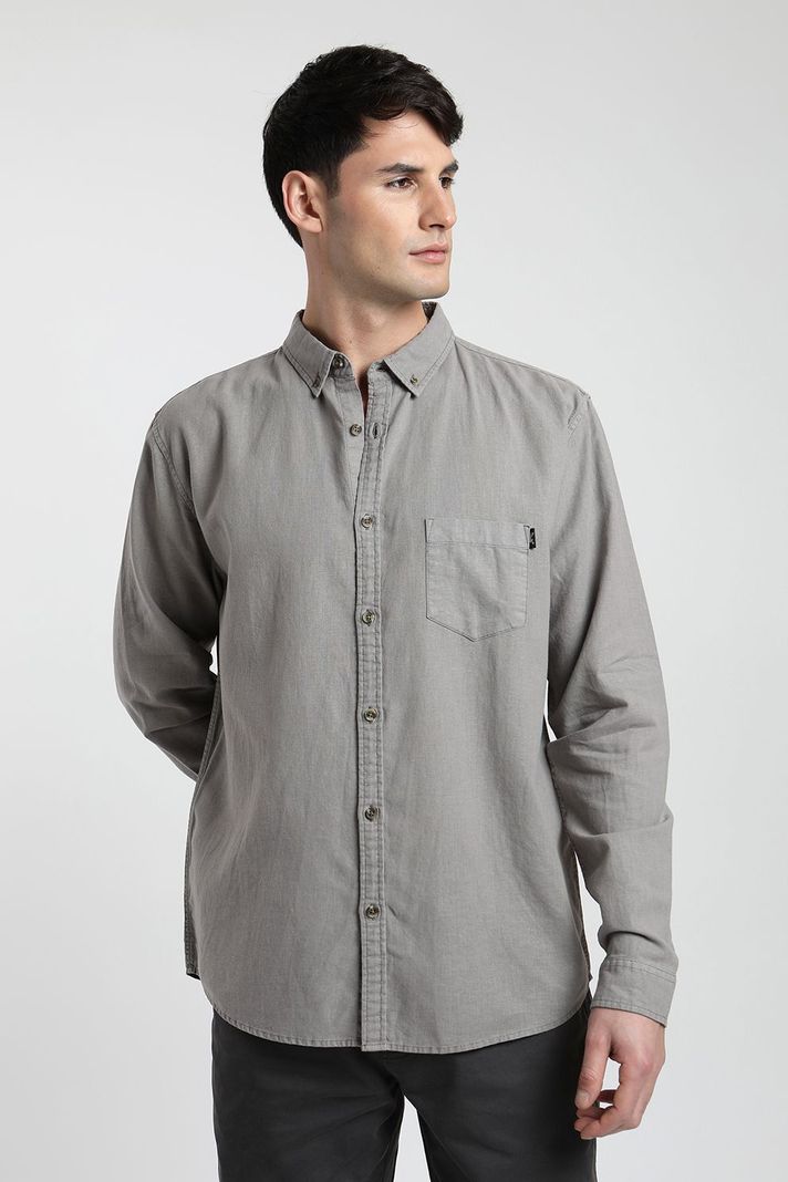Camisa manga larga Basic gris -0