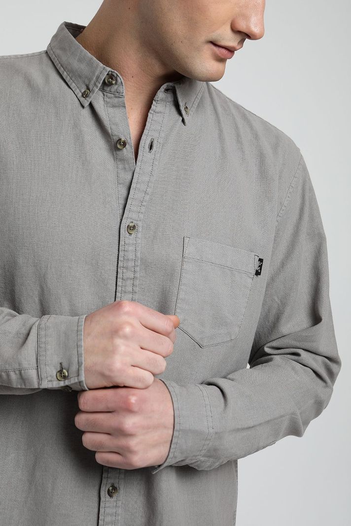 Camisa manga larga Basic gris -2