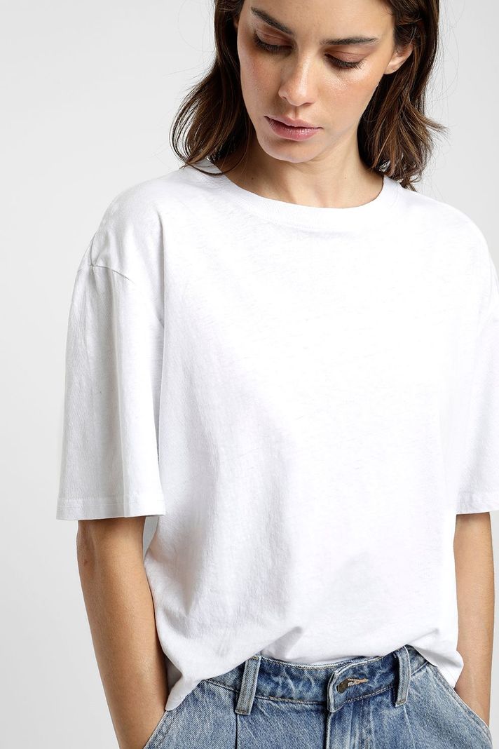 Polera manga corta mujer de lino -1