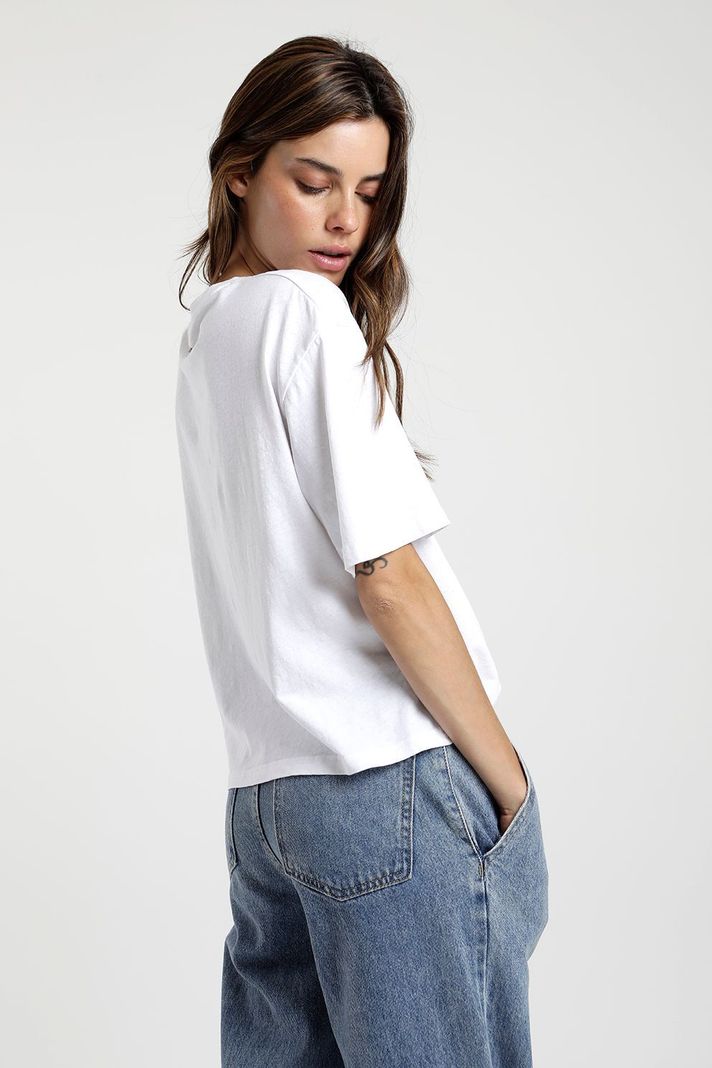 Polera manga corta mujer de lino -2