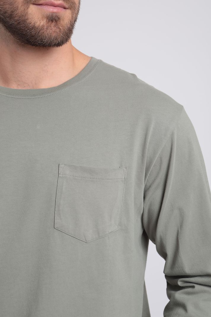 Polera manga larga hombre bolsillo verde -1