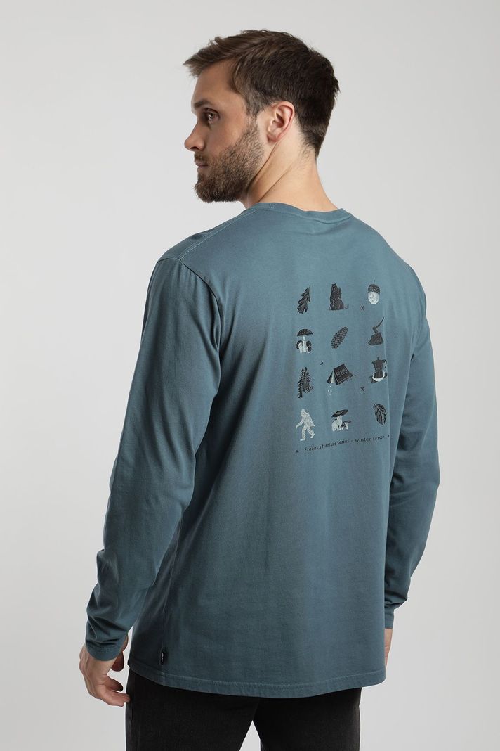 Polera manga larga hombre Bosque nativo azul  -1