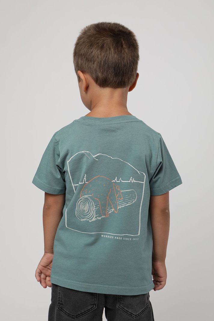Polera manga corta kids no worries verde  -2